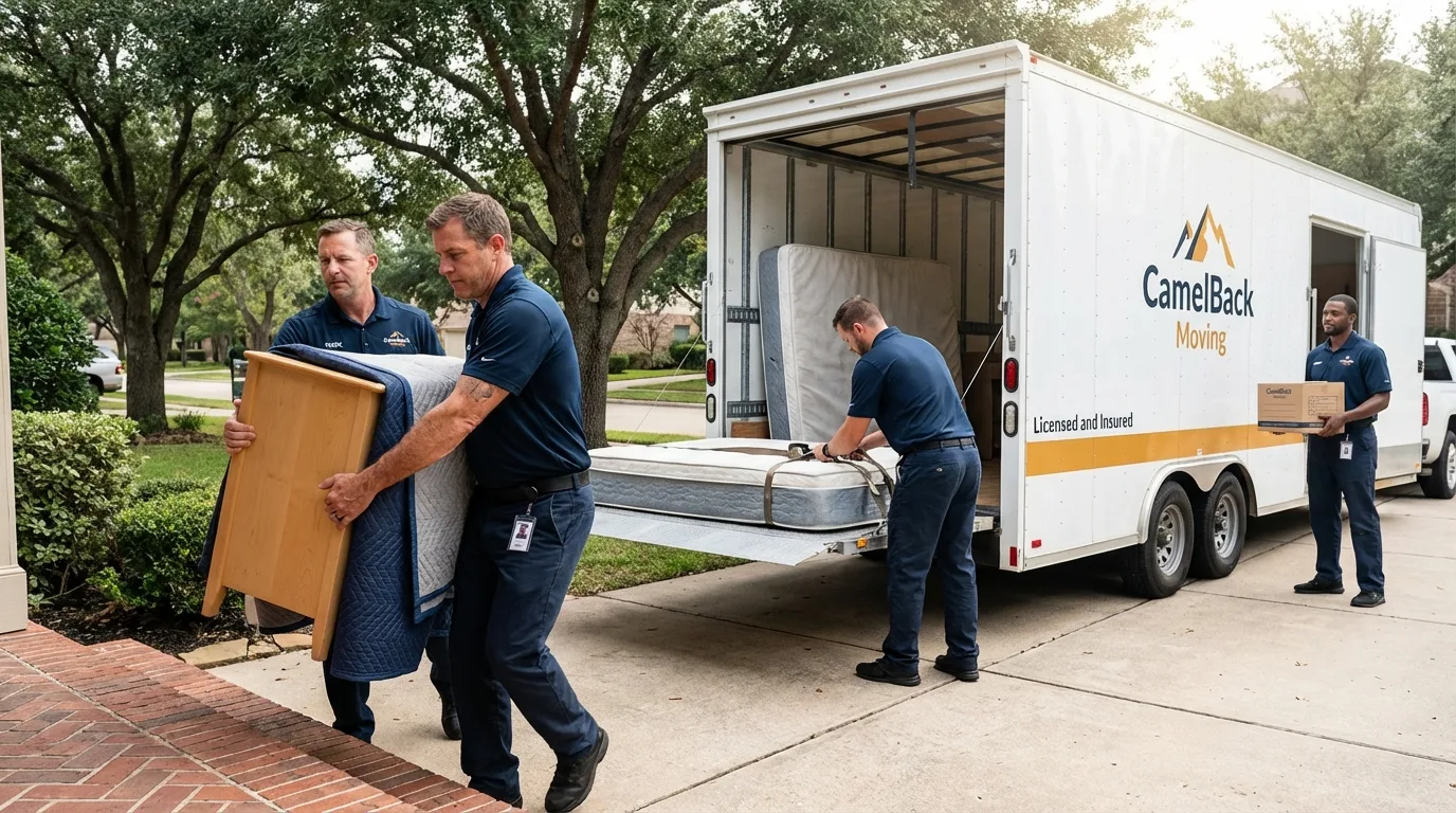 Crew loading residential truck for cross-state move from Gloversville, NY