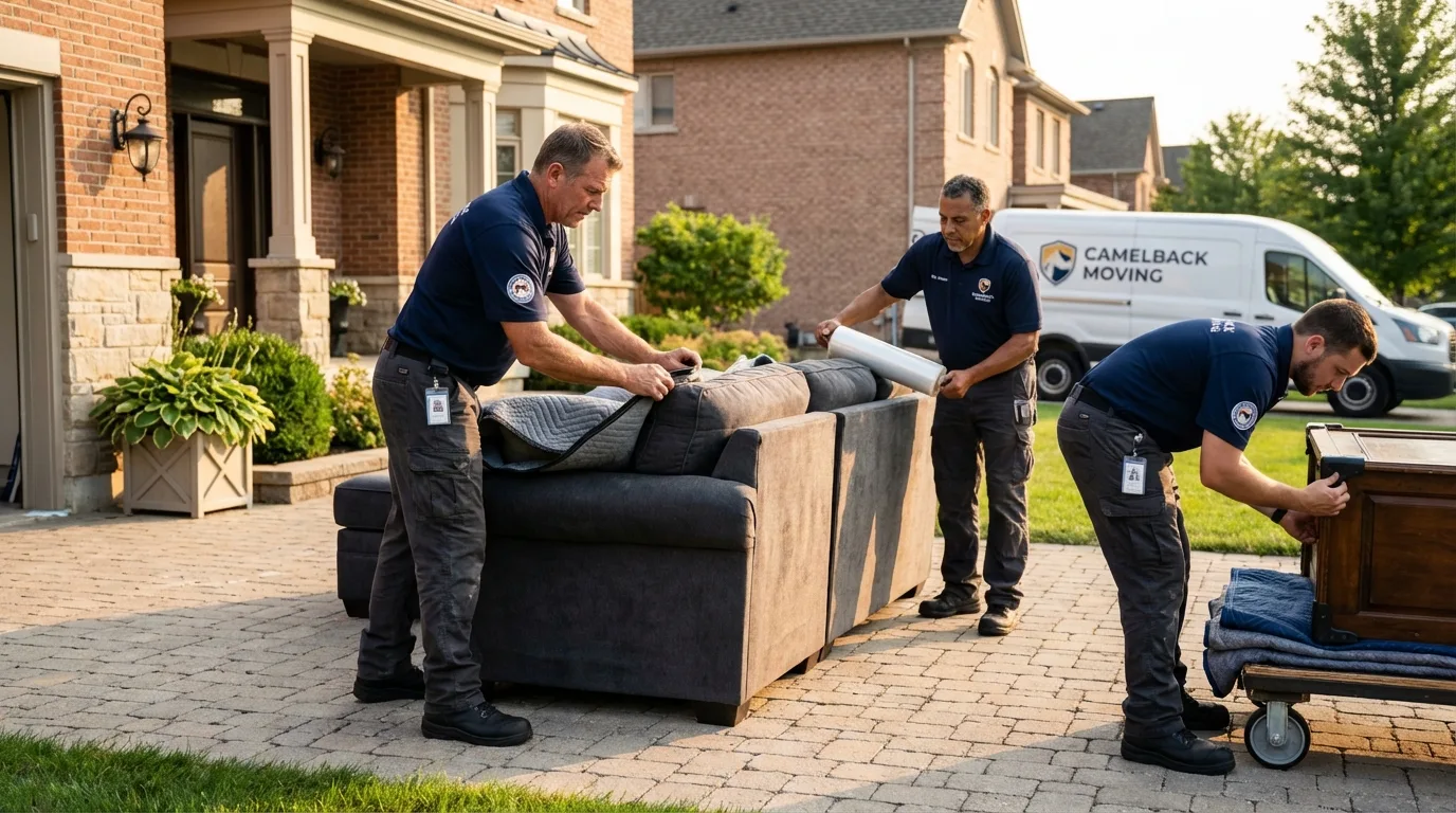 Large estate moving crew wrapping furniture in Gloversville, NY