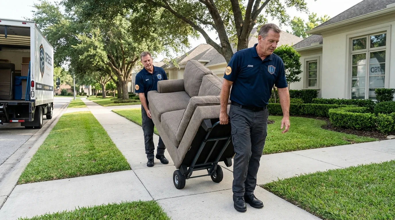 Local residential moving crew loading furniture in Gloversville, NY